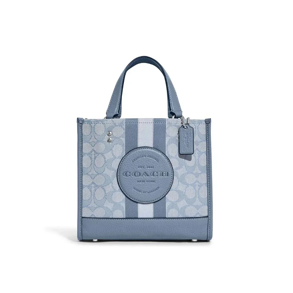 Coach Light Blue and White Signature Crossbody Tote